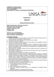 Advanced Process Control Assignment 3 - UNISA PRC3701 Exam 2025