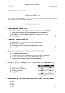 Advanced Level Economics Tutorial 2: Basic Economic Problem Assignment