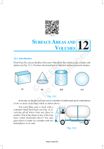 Surface Areas and Volumes: High School Math Chapter 12