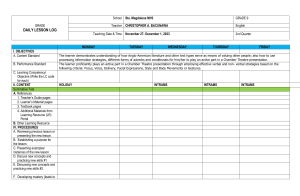Grade 9 English Daily Lesson Log - Nov 27-Dec 1, 2023