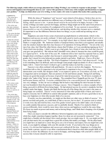 Sample Essay: Success vs. Happiness