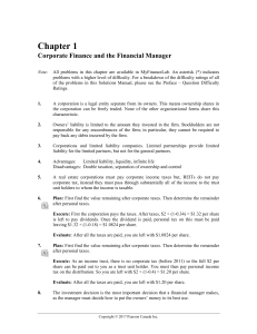 Corporate Finance & Financial Manager Solutions Manual Chapter 1