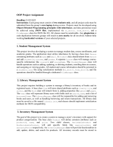 OOP Project Assignment: Inheritance, JSON, File I/O - 10 Project Ideas