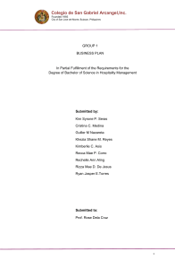 Jhen's Meryenda Business Plan: Hospitality Management Student Project