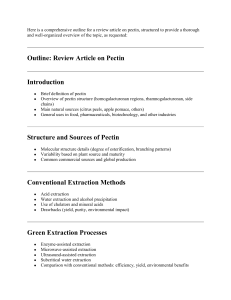 Pectin Review Article Outline: Structure, Extraction, Applications