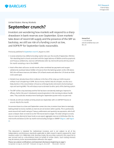 US Money Markets: September Crunch? Reserves & Funding Risk Analysis