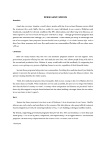 Persuasive Speech: Support Free ART & Medicine Programs