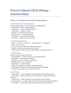 IGCSE Biology Notes: Cells, Molecules, and Life Processes