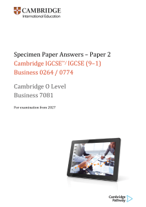 Cambridge IGCSE/O Level Business Specimen Paper Answers