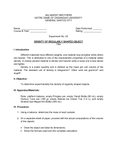 Density Experiment: Regularly Shaped Objects