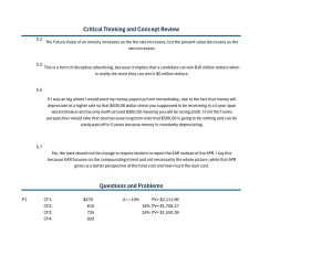 Financial Concepts & Problem Solutions: PV, FV, APR, EAR Analysis