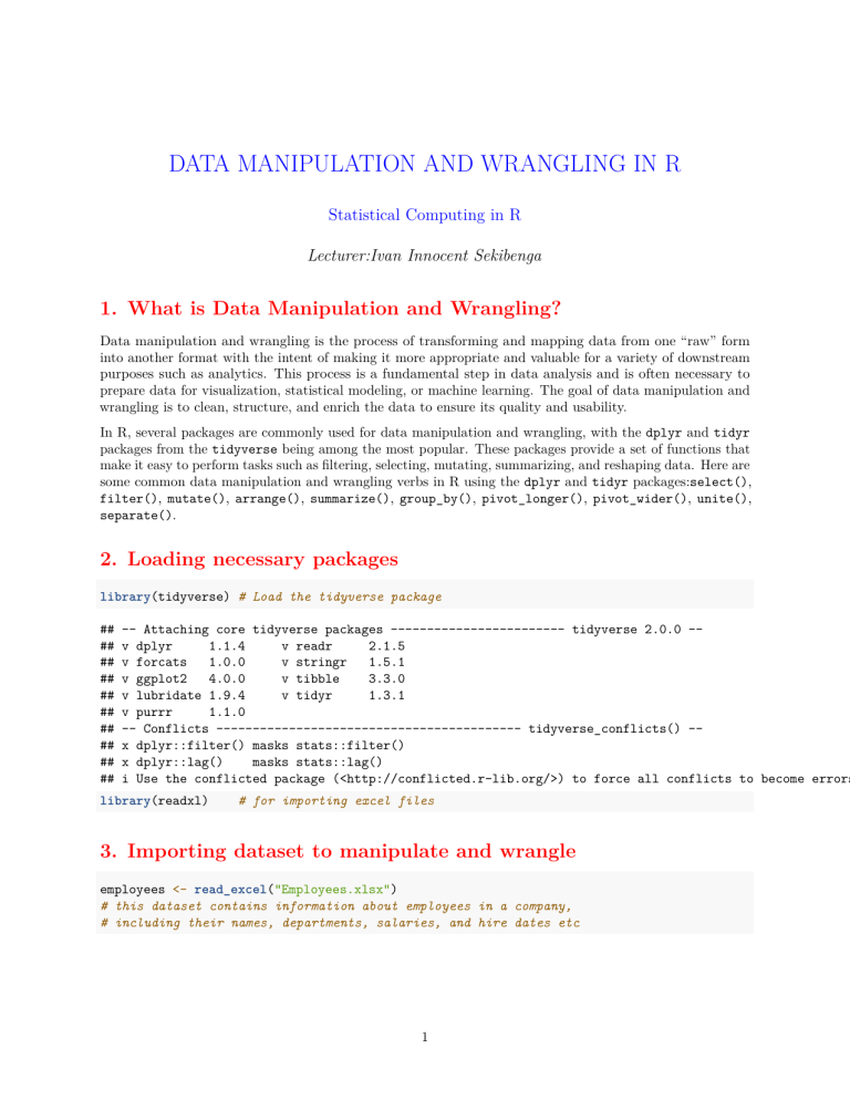 Data Wrangling in R with dplyr