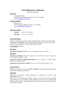 CE 224 Mechanics of Materials Syllabus | 2025-26 Fall Semester