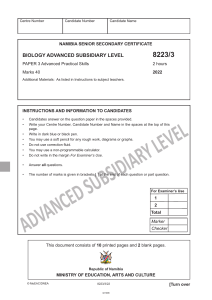 Namibia Biology AS Level Paper 3 Practical Skills Exam 2022