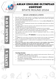 Asian English Olympiad Rules & Regulations - State Round 2024