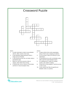 Transportation Crossword Puzzle Worksheet for Kids | Education.com