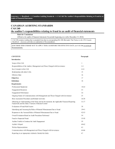 CAS 240: Auditor's Responsibilities for Fraud in Financial Audits