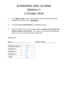Economics Midterm 1: Classical Model & GDP