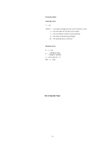 Economics Formulae Sheet | Learning & Demand Curves
