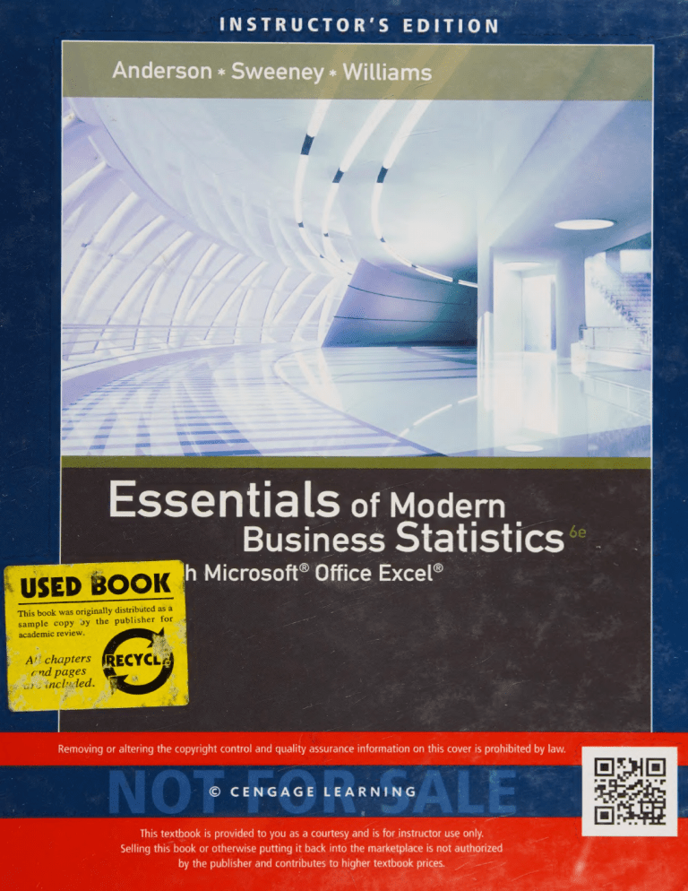 Essentials of Modern Business Statistics with Excel - Instructor's Edition