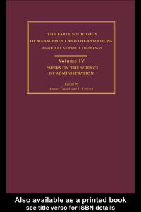 Early Sociology of Management & Organizations Vol IV: Papers on Administration