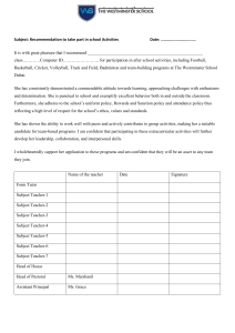 Student Extracurricular Activity Recommendation Letter