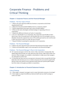 Corporate Finance Problems & Critical Thinking: Firms, Managers, Analysis