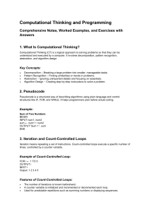 Computational Thinking & Programming: Notes, Examples, Exercises