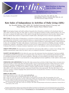 Katz ADL Index: Functional Assessment for Older Adults in Nursing