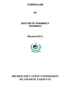 Doctor of Pharmacy (Pharm-D) Curriculum - HEC Pakistan (2011)