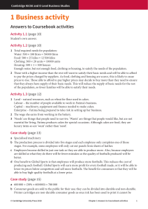 Cambridge IGCSE & O Level Business Studies: Chapter 1 & 2 Answers