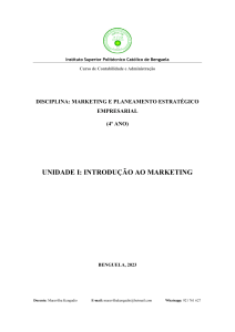 Plano de Aula de Marketing e Planeamento Estrat&eacute;gico - N&iacute;vel Universit&aacute;rio