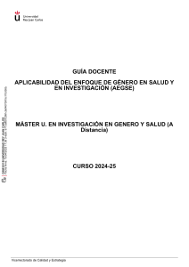 Gu&iacute;a Docente AEGSE - M&aacute;ster en G&eacute;nero y Salud