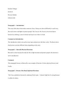 Reverse Outline: Heroism in Beowulf, Dream of the Rood, Lanval Essay