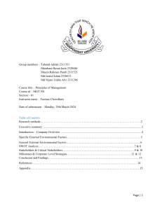 IUB Management Analysis Report: External Factors & Strategies (MGT 201)