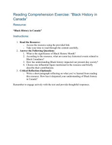 Black History in Canada: Reading Comprehension Exercise & Rubric