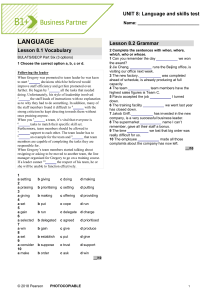 Business English Language and Skills Test - Unit 8 (B1+)