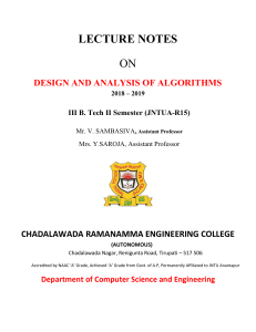 Design and Analysis of Algorithms Lecture Notes (2018-2019)