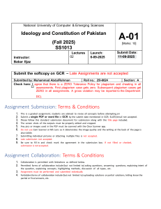 Quaid-i-Azam's Leadership & Constitutionalism Assignment