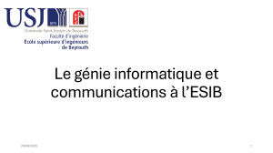 G&eacute;nie Informatique et Communications &agrave; l'ESIB