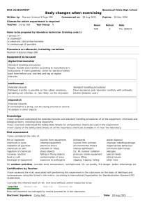 High School Science Risk Assessment: Body Changes & Exercise