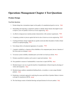 Operations Management: Product Design Test Questions