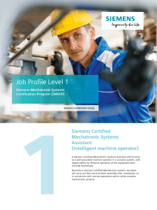 Siemens Mechatronic Systems Assistant Certification Program Job Profile