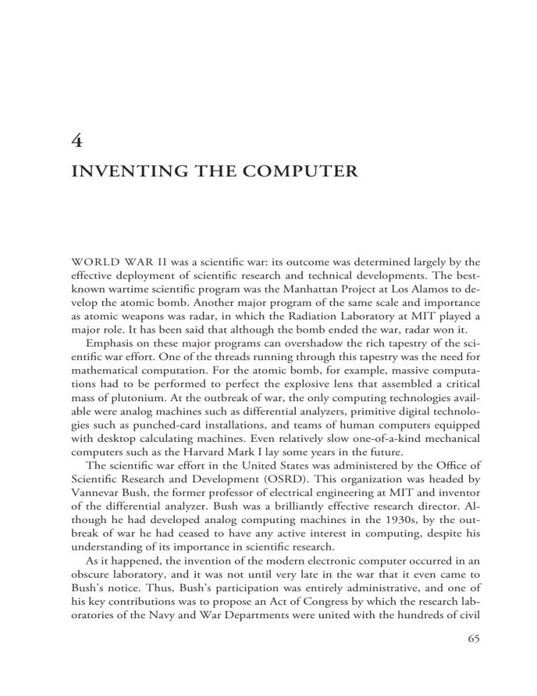 Inventing the Computer: WWII & Early Computing
