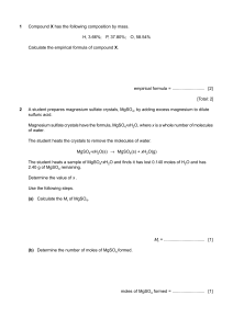 Chemistry Calculations: Empirical Formula, Stoichiometry & Moles Practice