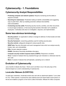 Cybersecurity Foundations: Analyst Responsibilities & Frameworks