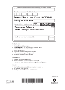 GCSE Computer Science Paper 1: Principles of Computer Science (2023)