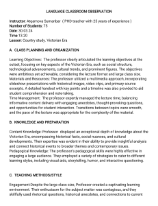Language Classroom Observation: Victorian Era Lesson
