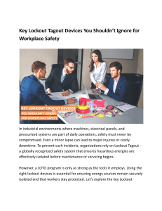 Key Lockout Tagout Devices You Shouldn’t Ignore for Workplace Safety