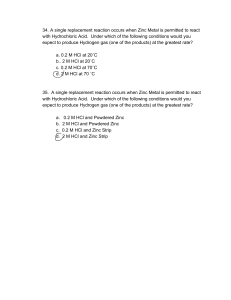 Zinc-HCl Reaction Rate: Chemistry Exam Questions